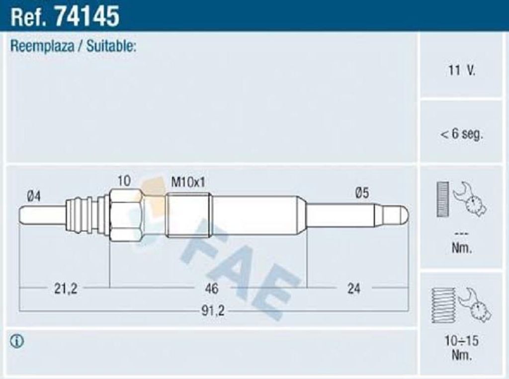 FAE 74145 Diesel Glühkerze für VW Golf IV Schrägheck (1J1) Produktbild 