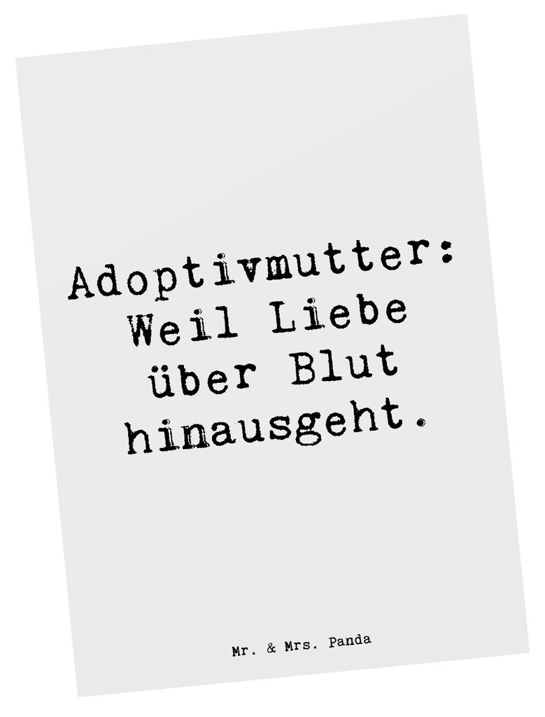 Mr. & Mrs. Panda Postkarte Spruch Adoptivmutter Liebe - Weiß - Geschenk, Geschenke, Jubiläen, Adoption, Familienliebe, Grußkarte, Kinder, Mutter...