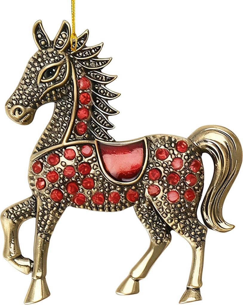 Weihnachtsbaumschmuck in Pferdeform: Funkelnde Strass-Pferde zum Aufhängen, Acryl-Weihnachtsbaumschmuck für Winter-, Weihnachtsfeier- und Weihnac...