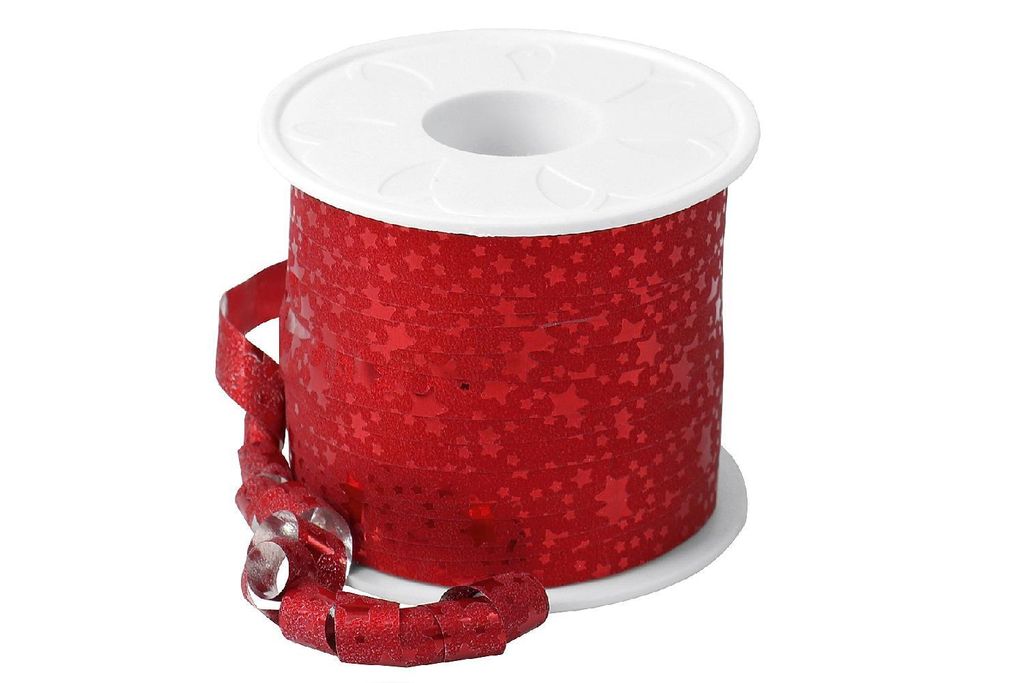PRÄSENT Geschenkband Glitter Star mattglänzend rot 10,0 mm x 100,0 m