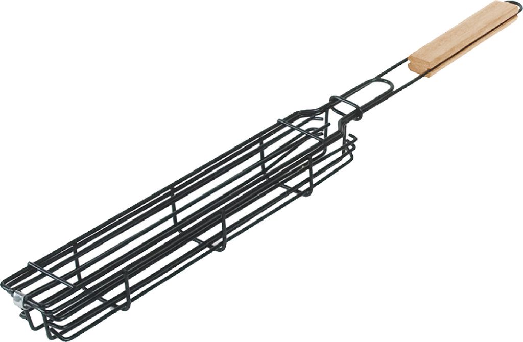 Kabob Grillkorb Holzgriff Edelstahl Tragbar Antihaftbeschichtet Gemüse Garnelen Fleisch Hot Dog Barbecue Grillnetz BBQ Werkzeuge