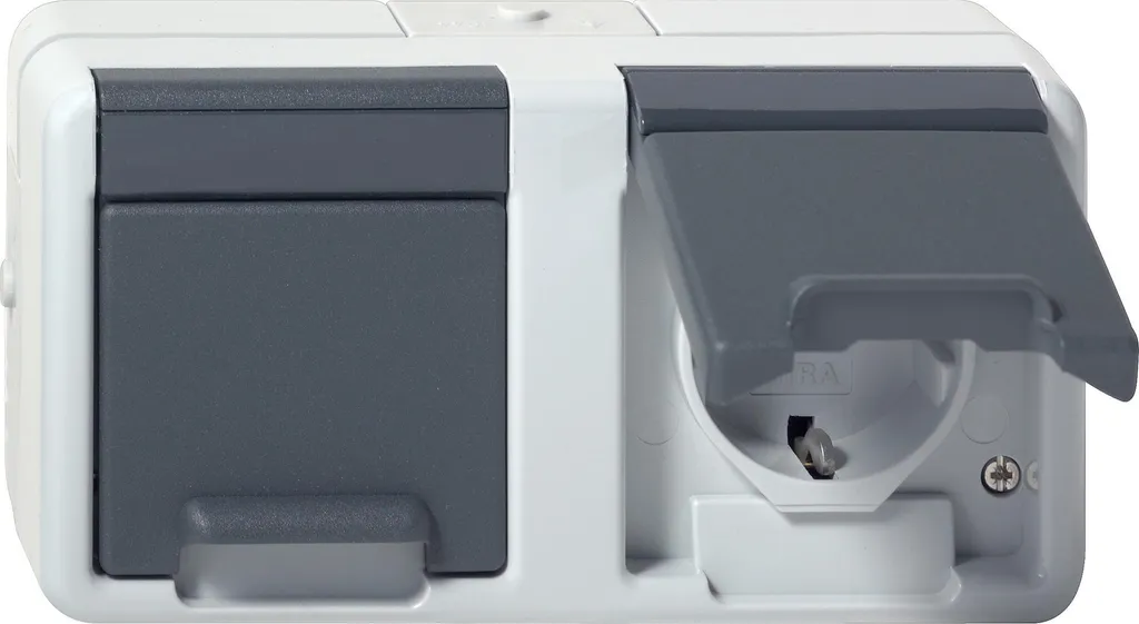 Double Prise de Courant Schuko Gira 478130 pour Installation en Saillie