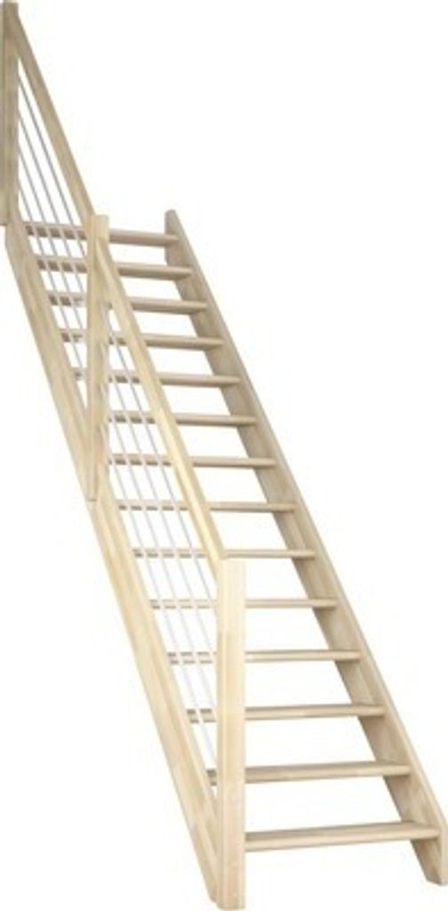Pertura Wangentreppe Elenie Buche Leimholz Lackiert Ohne Setzstufen Seitenwange buche gerade 83,5 cm 14 Stufen / 15 Stei