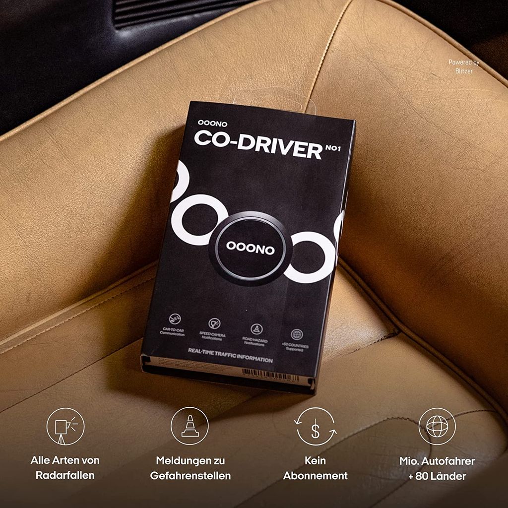 OOONO CO-Driver NO1: Warnt vor Blitzern und Gefahren im Straßenverkehr in  Echtzeit, automatisch aktiv nach Verbindung zum Smartphone über Bluetooth,  Daten von B…