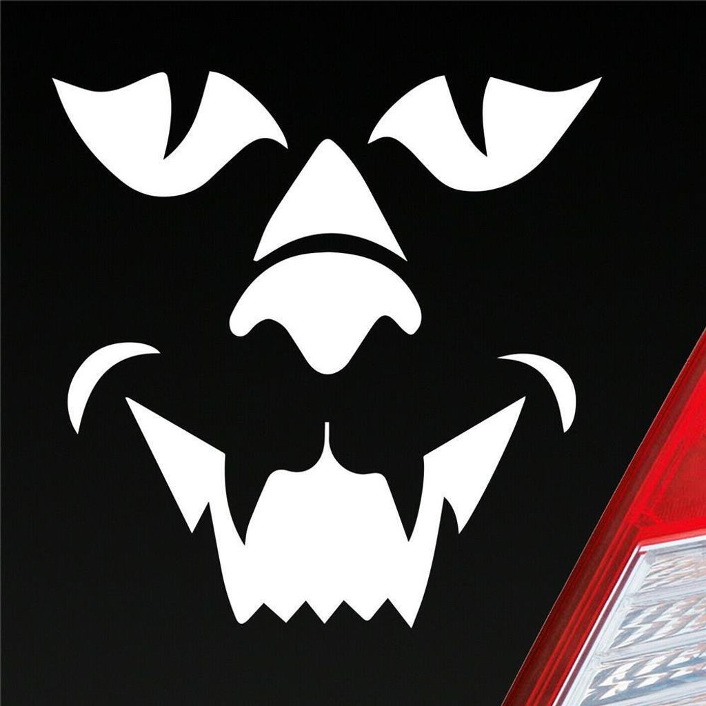 Auto Aufkleber Löwe Monster Dämon Lion CAR KFZ PKW Roller Motorrad 10x10 cm Weiss Glanz Sticker Heckscheibenaufkleber
