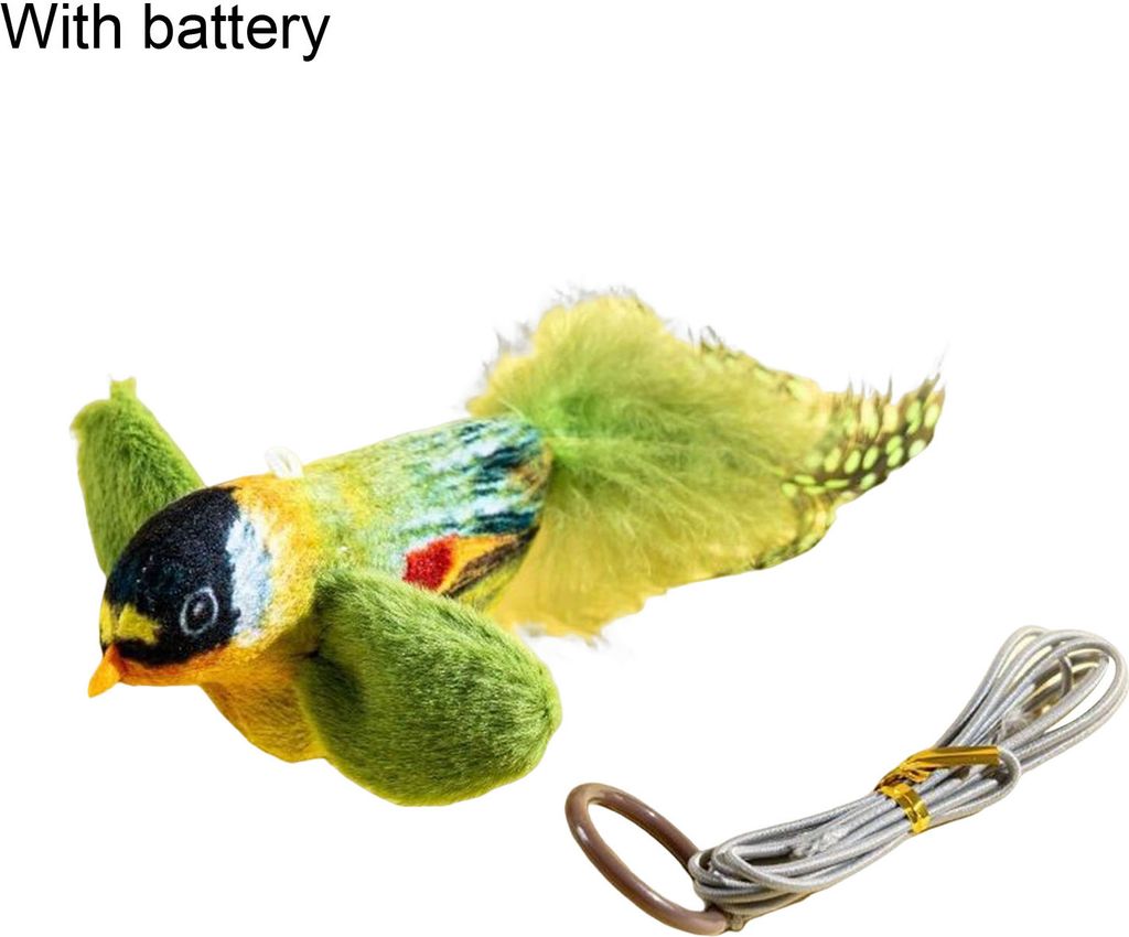 Katzenspielzeug mit zwitscherndem Vogel, interaktiver, lebensechter Plüschvogel mit Quietschgeräuschen und Federn, berührungsaktiviertes Kätzch...