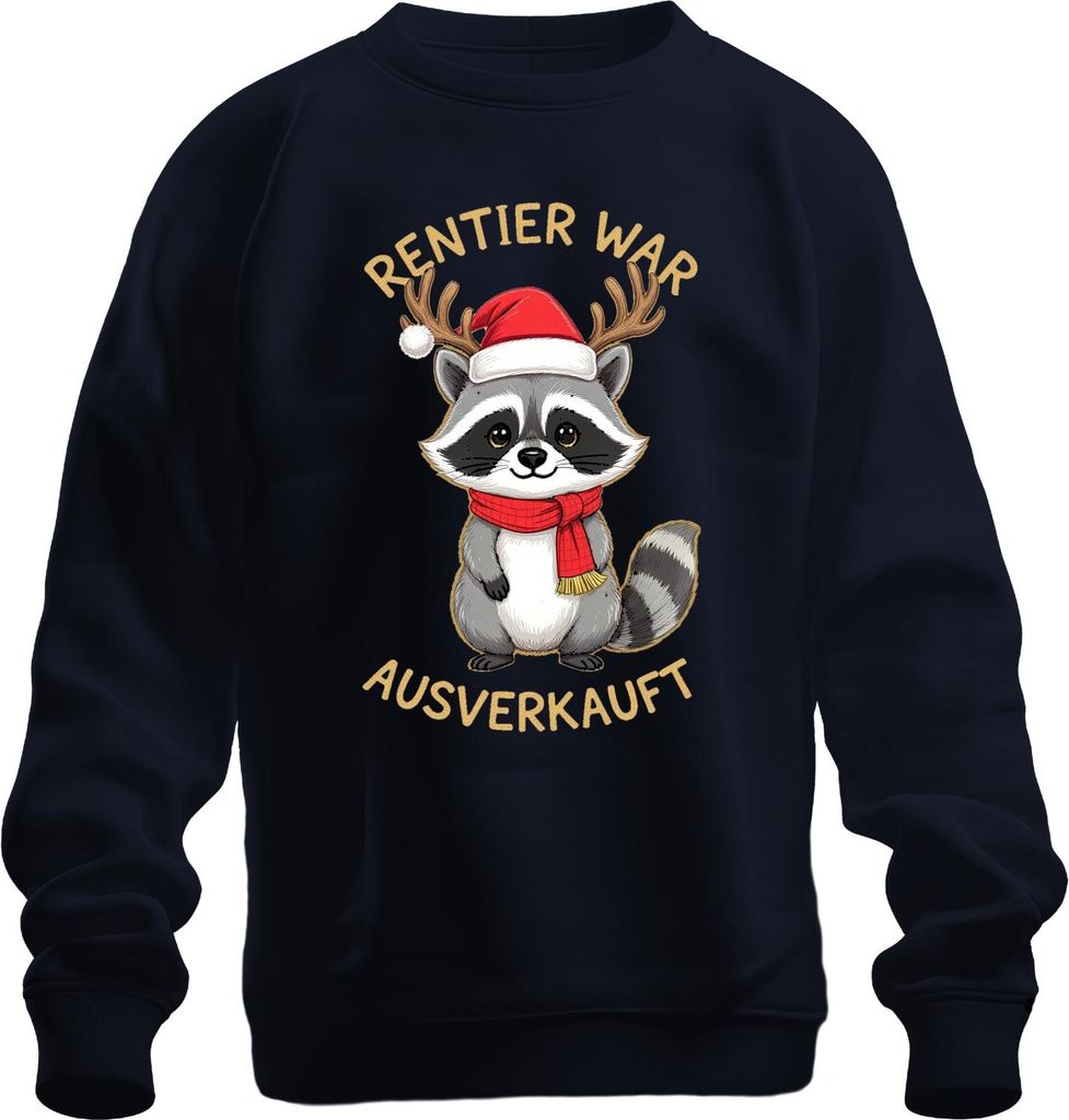 Rentier war t Waschbär Weihnachten Geschenk lustig Uni Sweatshirt Pullover, Navy, S