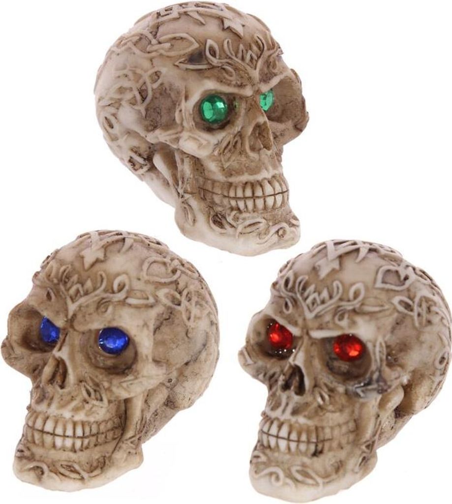 Mini keltische Totenköpfe, Edelsteinaugen, Wohnaccessoire