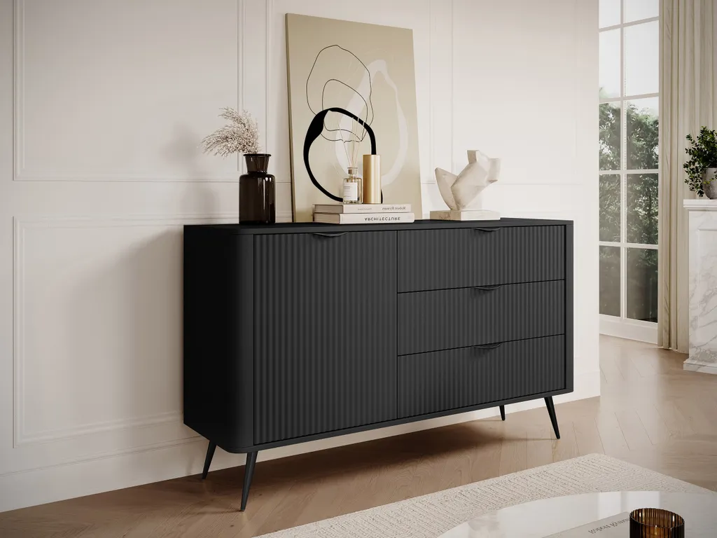 Commode combinée CARTAGE noir graphite : fini le désordre dans la chambre