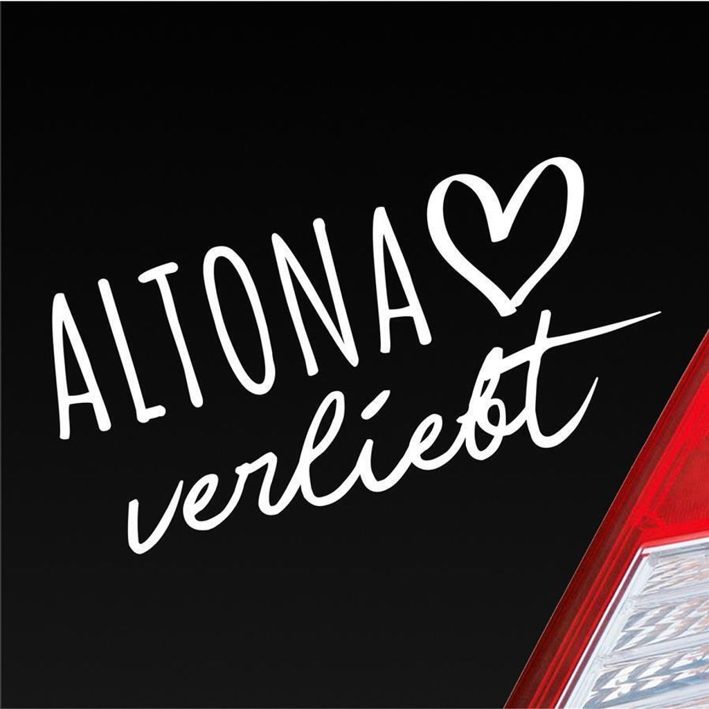 Auto Aufkleber Altona verliebt Herz Stadt Heimat Liebe Car 19x9 cm Weiss Glanz Sticker Heckscheibenaufkleber