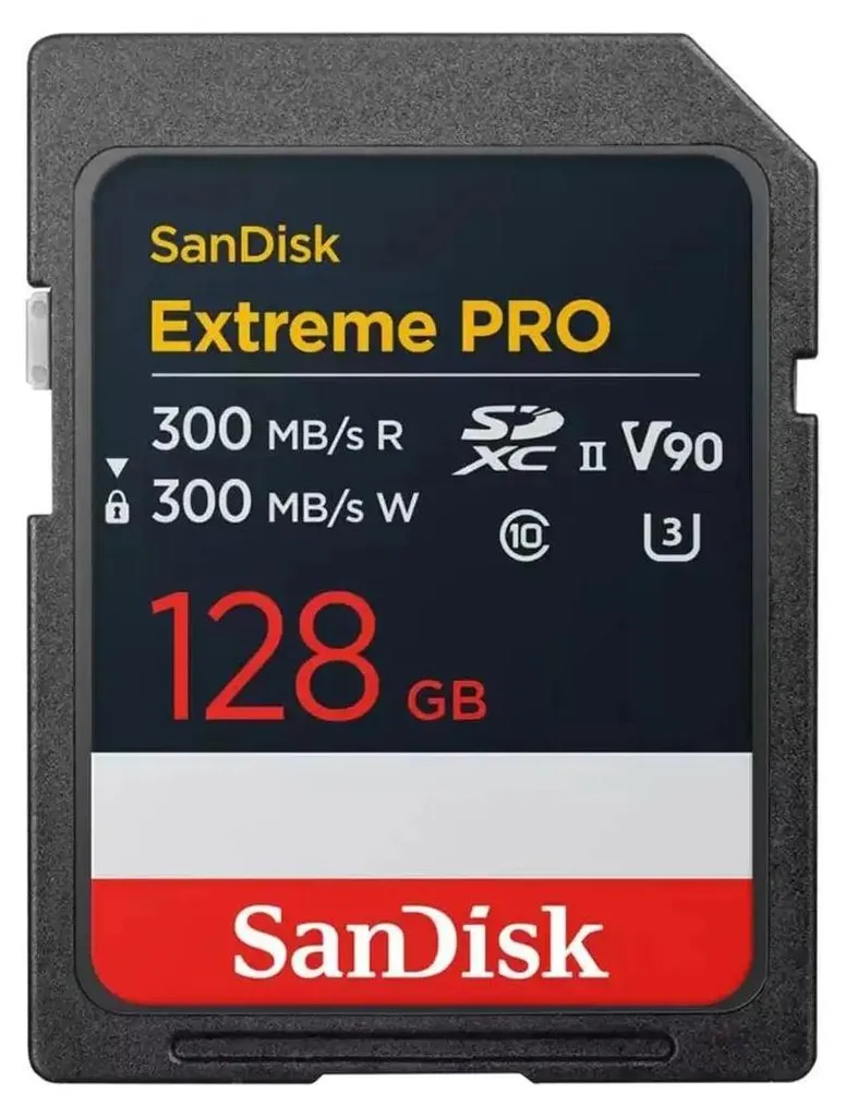 SanDisk SDXC Extreme Pro 128 Go 300 Mo/s UHS-II V90 Carte Mémoire