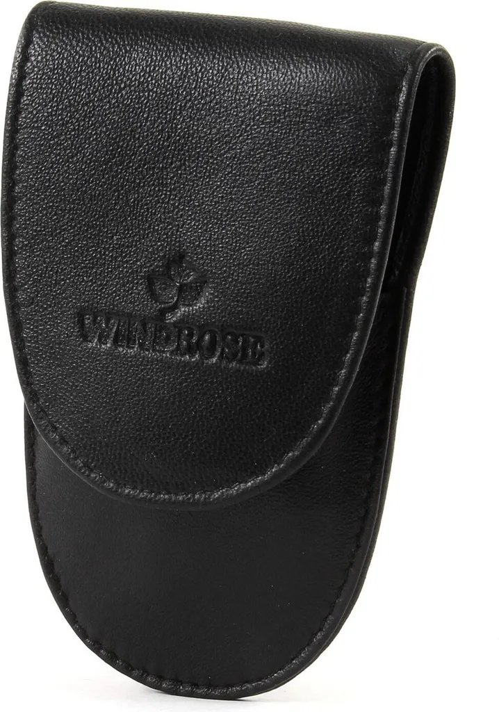 WINDROSE Manicure Kit Nappa Black - Set 5 Pezzi Professionale in Pelle