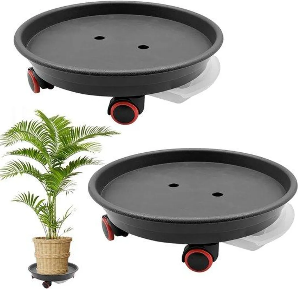 Support de plante à roulettes robuste avec réservoir d'eau - 2 pièces