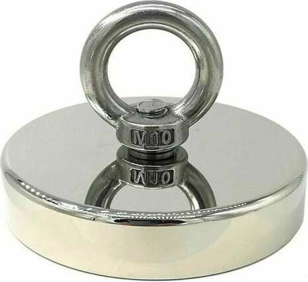 Superstarker Neodym-Magnet 300 kg, ideal zum Magnetfischen, Ø 90 mm, mit Neodym-Metallschnalle