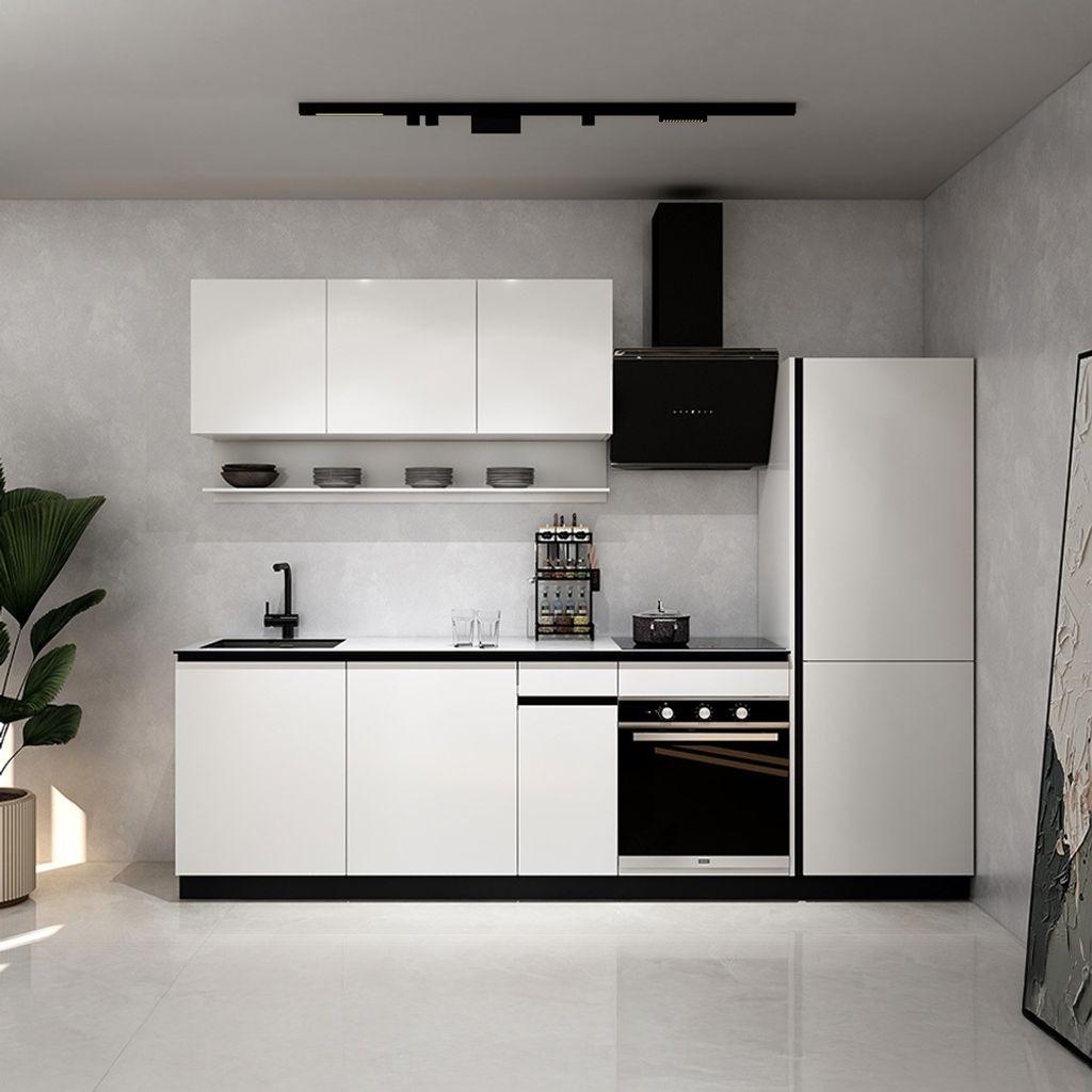 HOME DELUXE Küche PORTOFINO Weiß Matt Rechts Arbeitsplatte Marmo Calacatta- Ohne E-Geräte