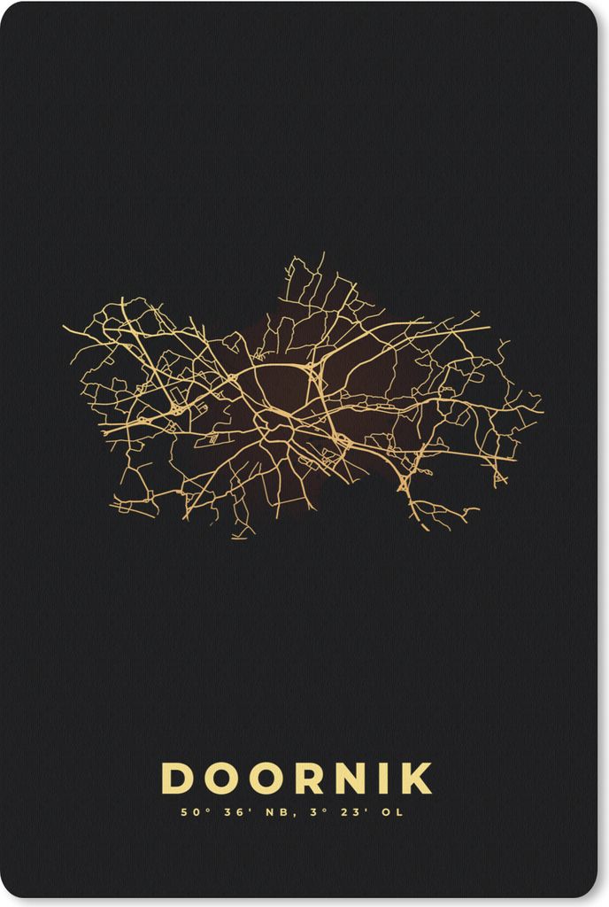 MuchoWow Mauspad Mousepad Stadtplan - Belgien - Gold - Karte - Tournai 40x60 cm - Mousepads - Maus Mat - Pad - Mausunterlage - Schreibtisch Acces...