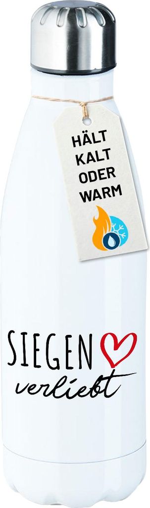 Huuraa Trinkflasche Siegen verliebt 500ml White Edelstahl Wasserflasche Trinkflasche Geschenkidee