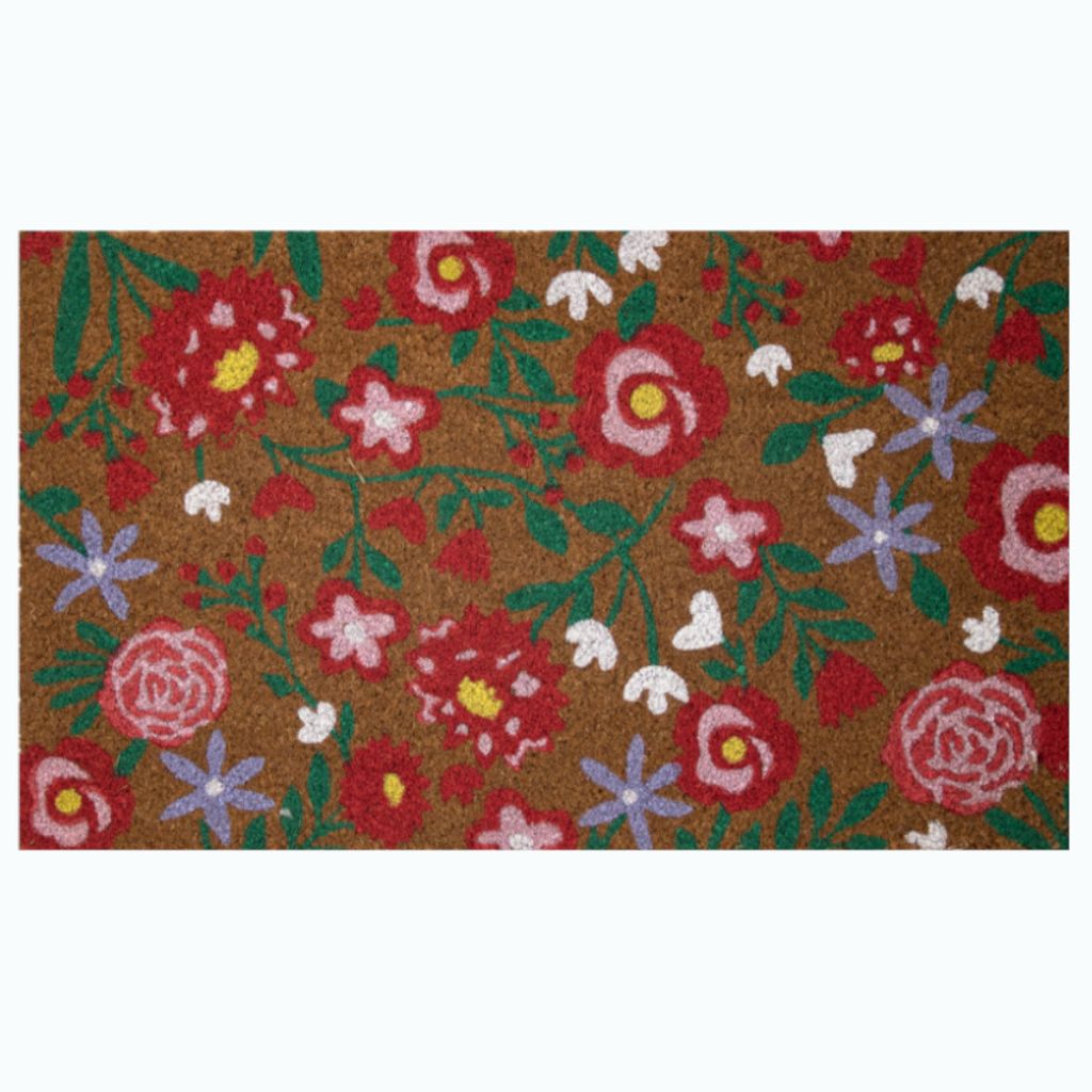 Mars & More Kokos-Fußmatte Mohnblumen 75×45 cm – Bunt/Natur