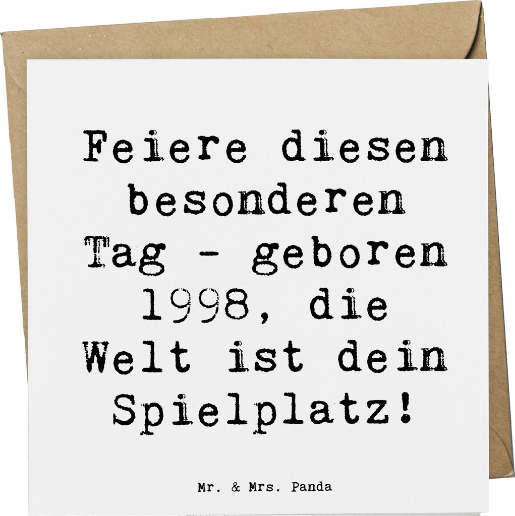 Mr. & Mrs. Panda Grußkarte Spruch 1998 Geburtstag - Weiß - Geschenk, Geburtsjahr, Glückwunschkarte, Optimismus, anlasskarte, faltkarte, Jubiläu...