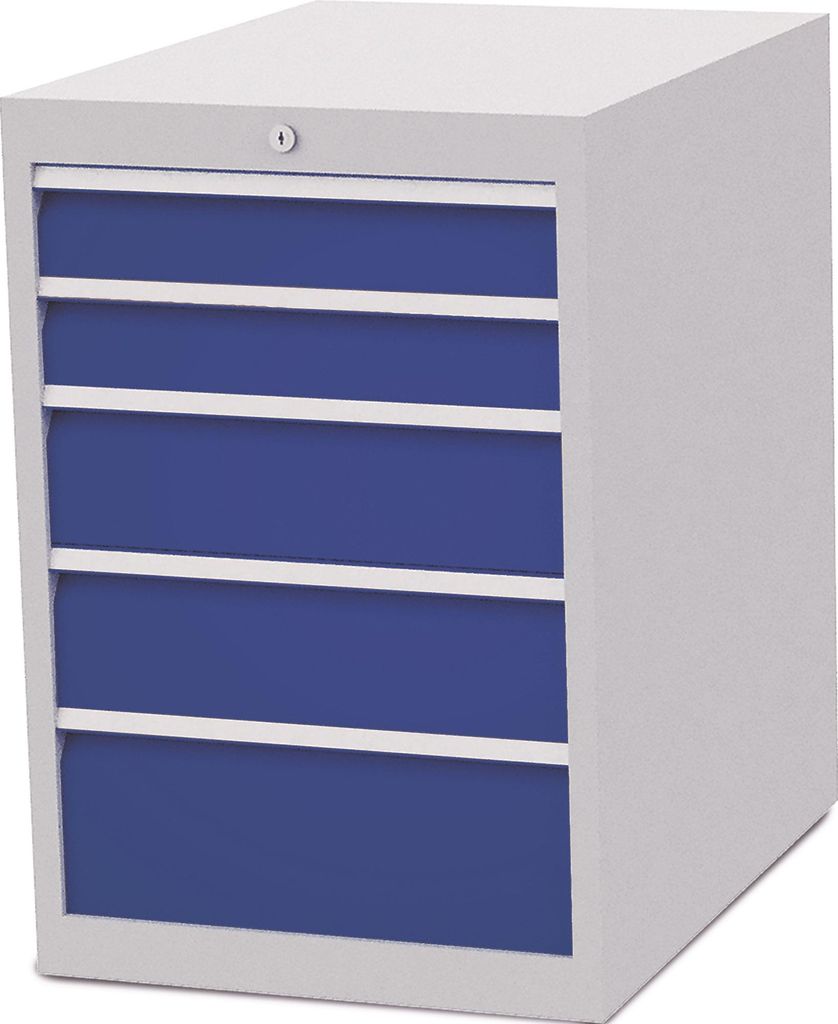 Schubladenschrank H819xB555xT736mm 5Schubl.lichtgrau/signalblau