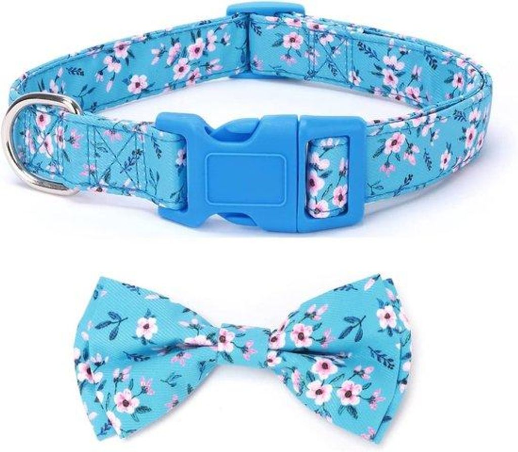 Kinder- und Frauen-Floral-Vlinderhalsband, Lichtblauw, weich, abnehmbar, verstellbar