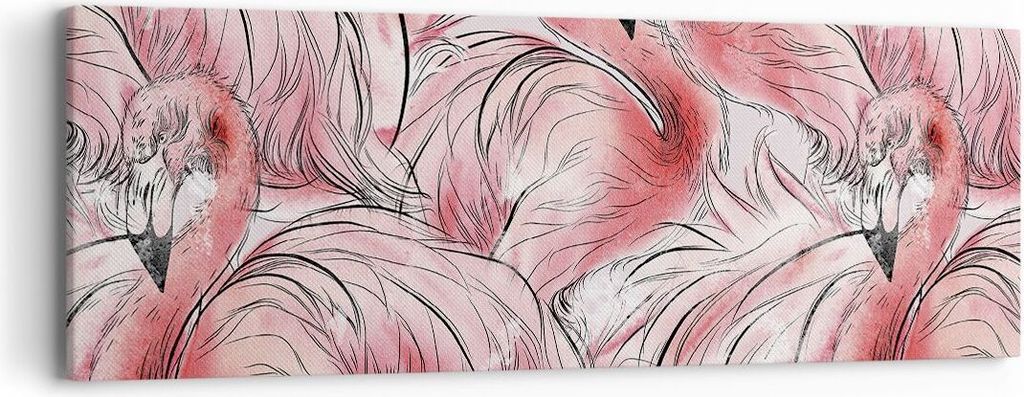 Bild auf Leinwand - Leinwandbild - Einteilig - Flamingo Pink Exotik - 90x30cm - Wand Bild - Wanddeko - Wandbilder - Leinwanddruck - Bilder - Wandde...