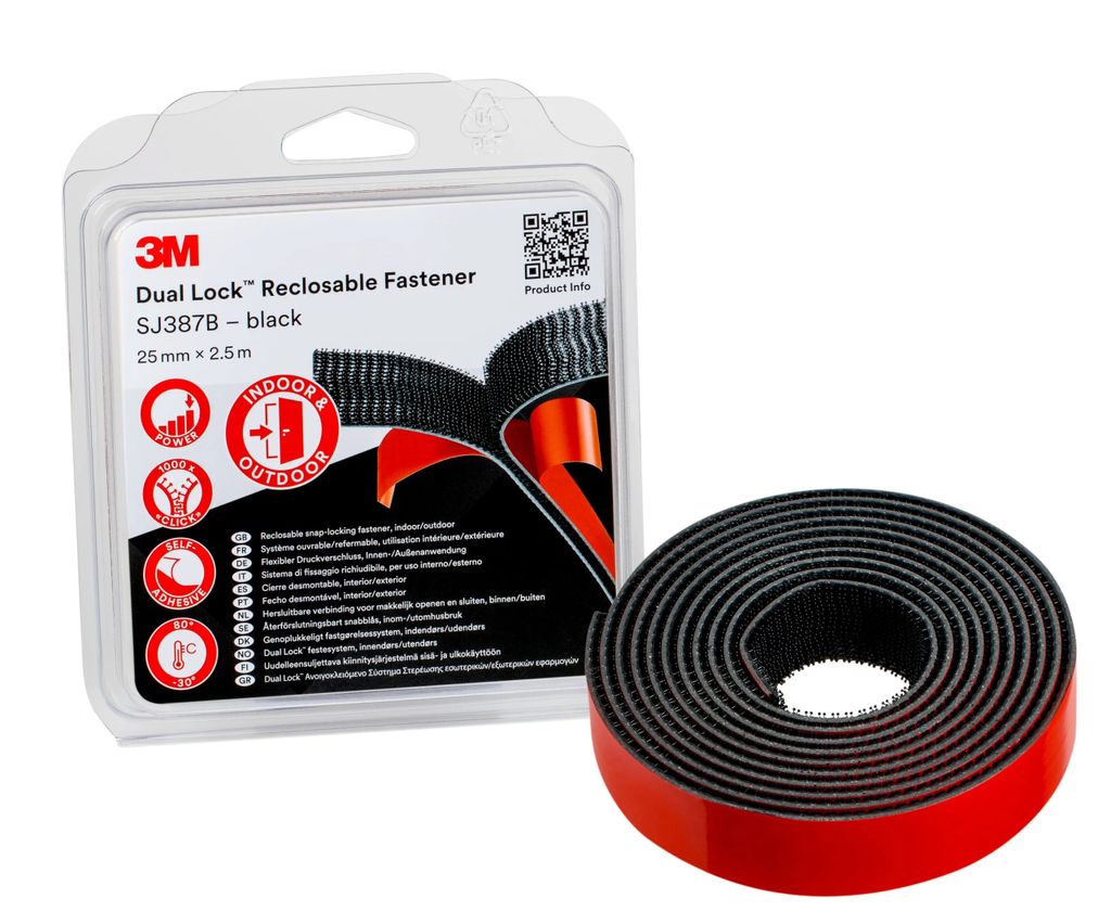 tlakový zámok 3M Dual Lock SJ387B, 25 mm x 2,5 m, čierny Obrázok produktu 