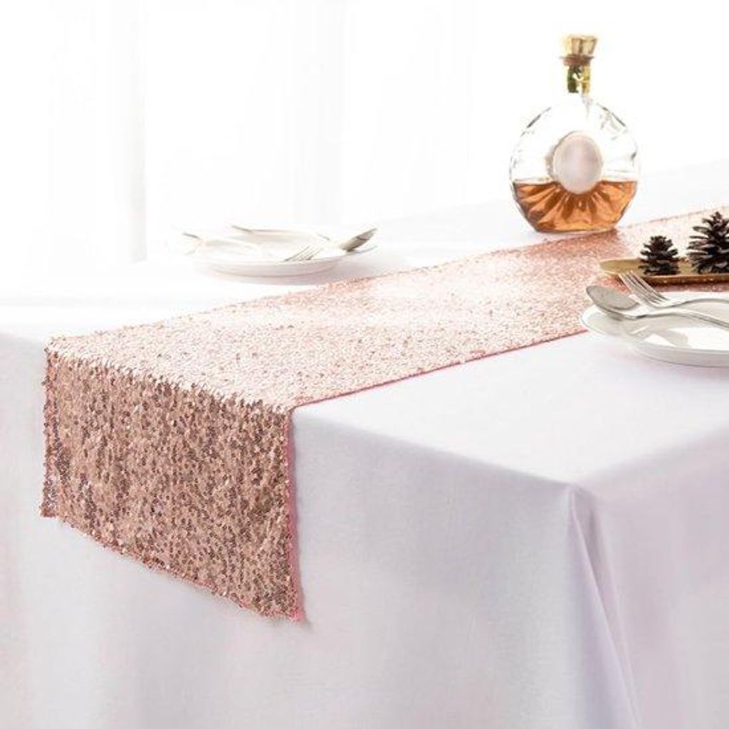 Rundes Deko-Tischband 30 cm - Glitzer-Perlen Rosa-Gold - Dekorative Tischdecke für Festlichkeiten und Hochzeiten