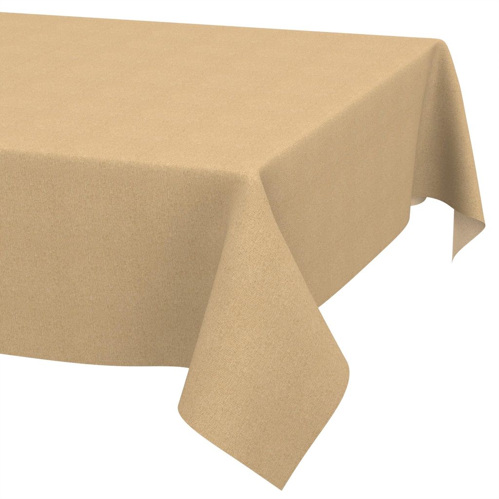 Tischdecke 130x90cm Rechteckig Beige DanceDirty abwaschbar Leinenoptik wetterfest Falschuni Modern Schnittkante