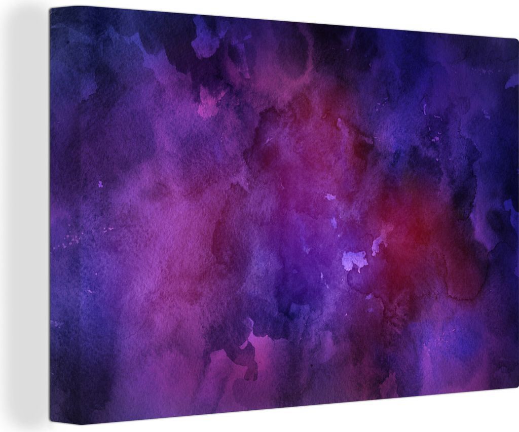 OneMillionCanvasses - Leinwandbilder - 140x90 cm, Aquarell - Lila - Abstrakt, Wandbilder Kunstdruck Wanddekoration - Foto auf Leinwand - Gemälde...