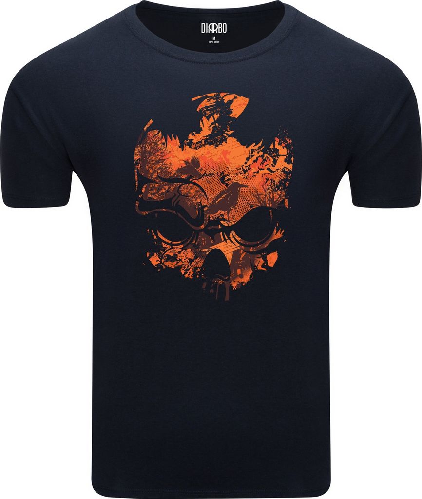 Diarbo Herren T-Shirt mit Gruseliger Druck Schädel Dunkelblau Gr.XXL