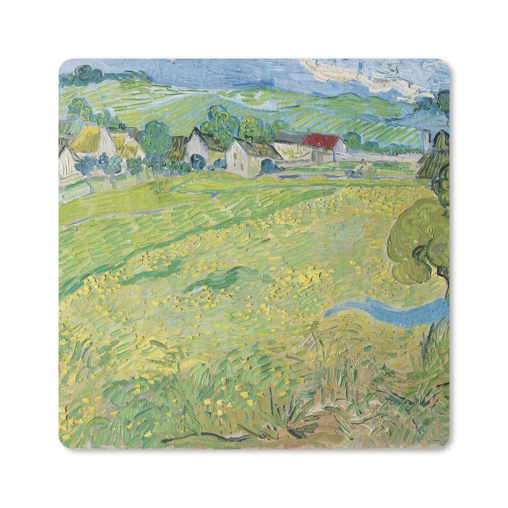 MuchoWow Mauspad Mousepad Les Vessenots in Auvers - Vincent van Gogh 30x30 cm - Mousepads - Maus Mat - Pad - Mausunterlage - Gaming