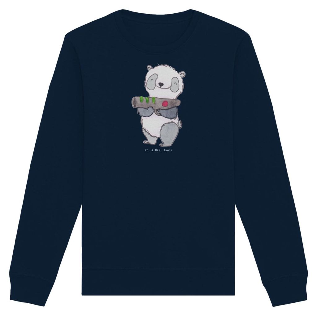 Mr. & Mrs. Panda Baumwoll Sweatshirt Panda LaserTag Größe S - French Navy - Geschenk, Sweater, Pulli, Rundhals, Pullover, Lasergame Zentrum