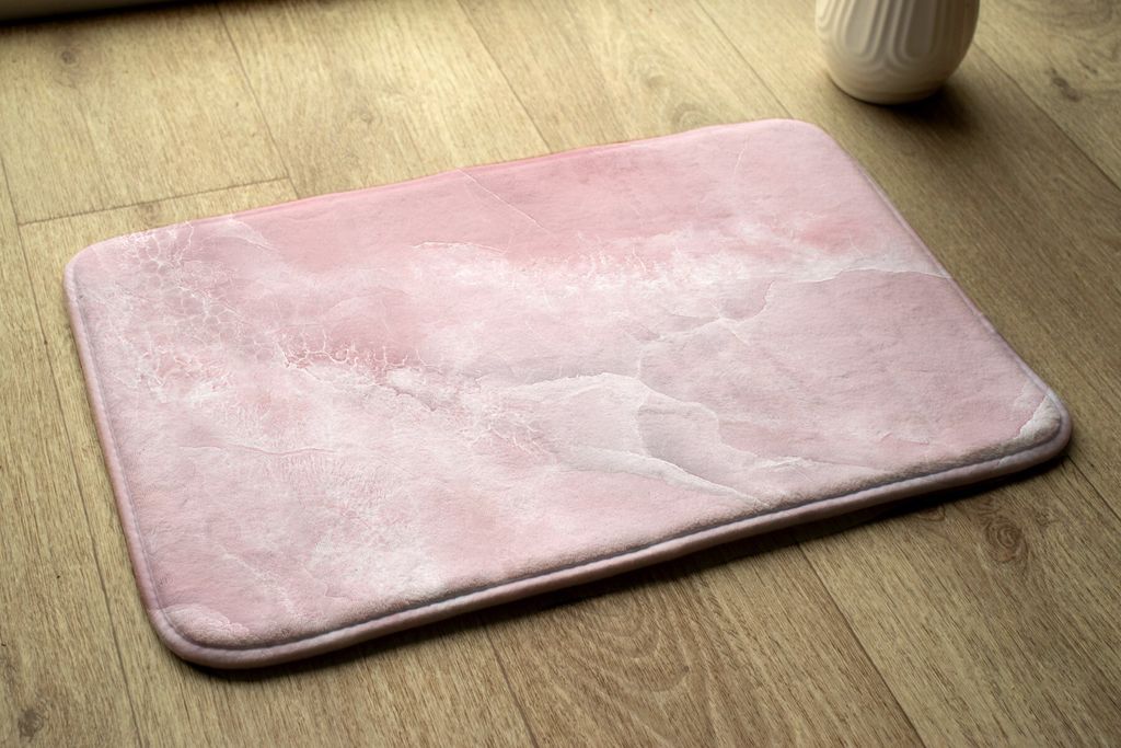 Badteppich Saugfähige - Badezimmer Teppich - Rutschfester Badvorleger Badematte - 90x60 cm - Rosa Abstrakt