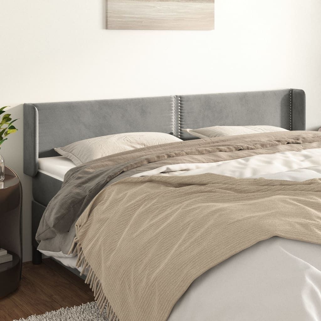 Maison Exclusive - Kopfteil mit Ohren Hellgrau 163x16x78/88 cm Samt