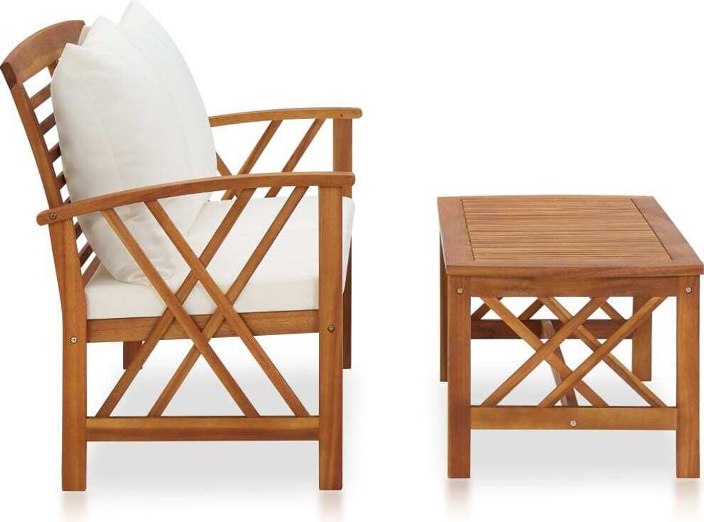 set da giardino 2 pezzi con cuscini in legno massiccio di Immagine del prodotto 