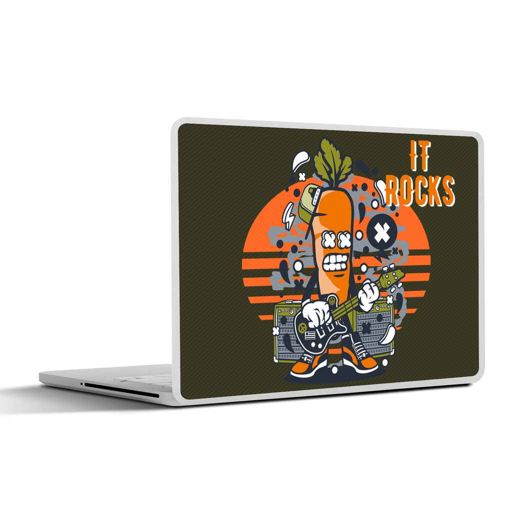 MuchoWow Laptop Aufkleber Sticker Cover Karotte - Gitarre - Retro 32.5x23.5 cm - Sticker für Laptop - Selbstklebend