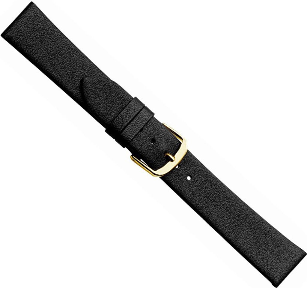 Design I XL Ersatzband Uhrenarmband Kalbsleder schwarz 20527G, Stegbreite:10mm
