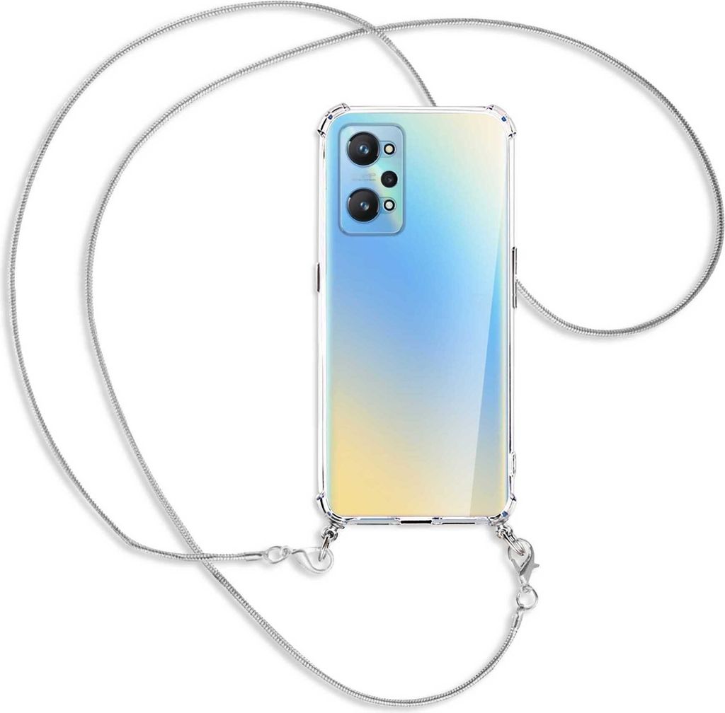 Handykette Backcover-Schutzhülle mit Band (Metall silberfarben) für Realme GT Neo2 - silberfarbene Kette Snake