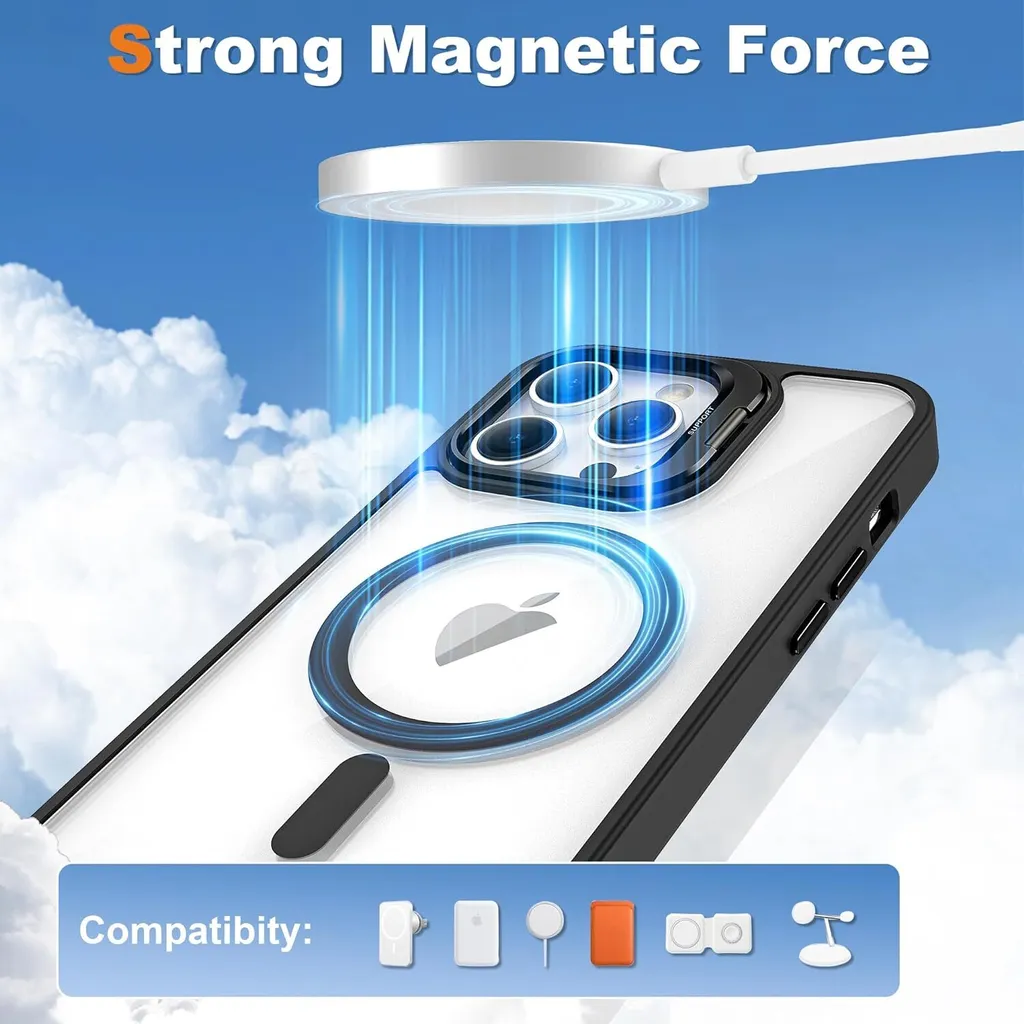 Cover iPhone 15 Plus MagSafe per Content Creator | Stand Video Nero - 3