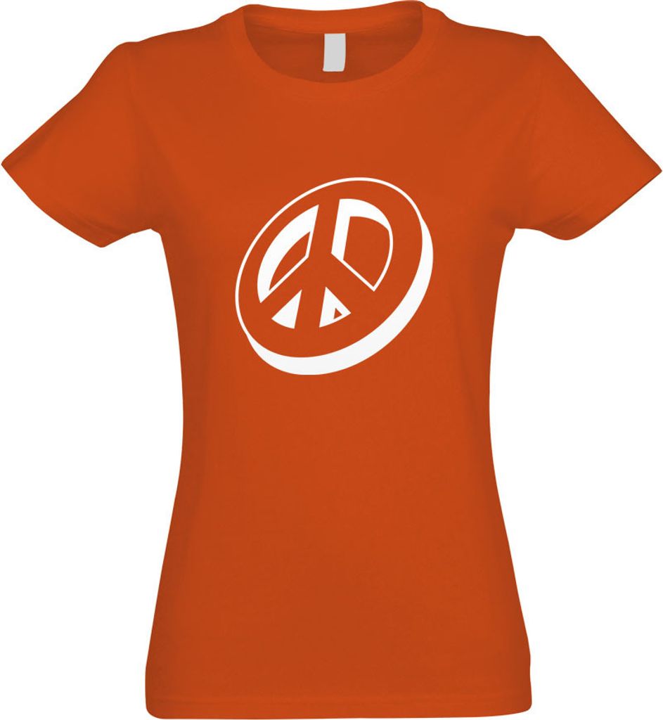 Kiwistar - T-Shirt tailliert - Damen - orange - Peacezeichen - Friedenszeichen - mit Motiv Bedruckt - Funshirt Design - Sport - Freizeit - Damen - S