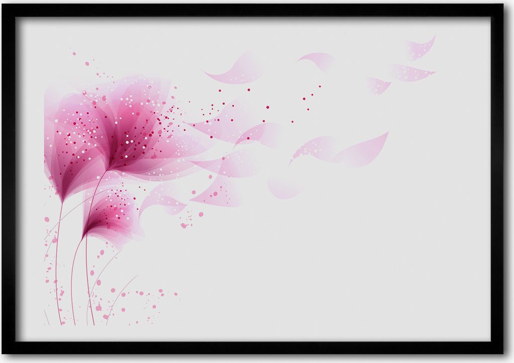 Bild - Bilder - Bilderrahmen - 70 cm x 50 cm - MDF-Rahmen, Wandkunst pinke Blume