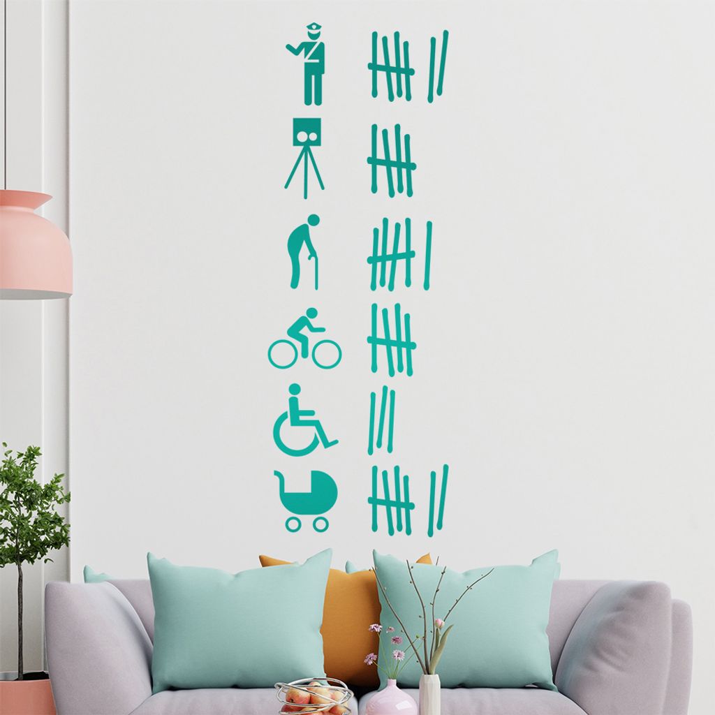 KIWISTAR Opferliste - Polizei Rentner Rad Kind Wandtattoo in 6 Größen - Wandaufkleber Wall Sticker - Dekoration, Küche, Wohnzimmer, Schlafzimmer...