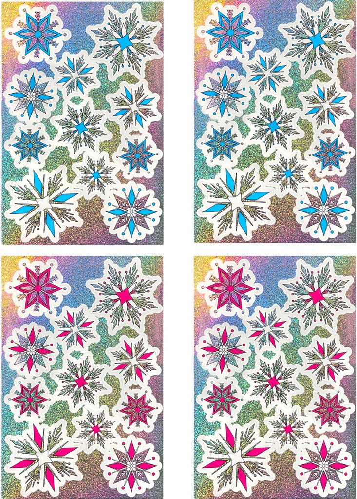 Oblique Unique 44 Schneeflocken Schnee Sticker Aufkleber mit Holo Effekt Weihnachtsdeko selbstklebend - pink blau