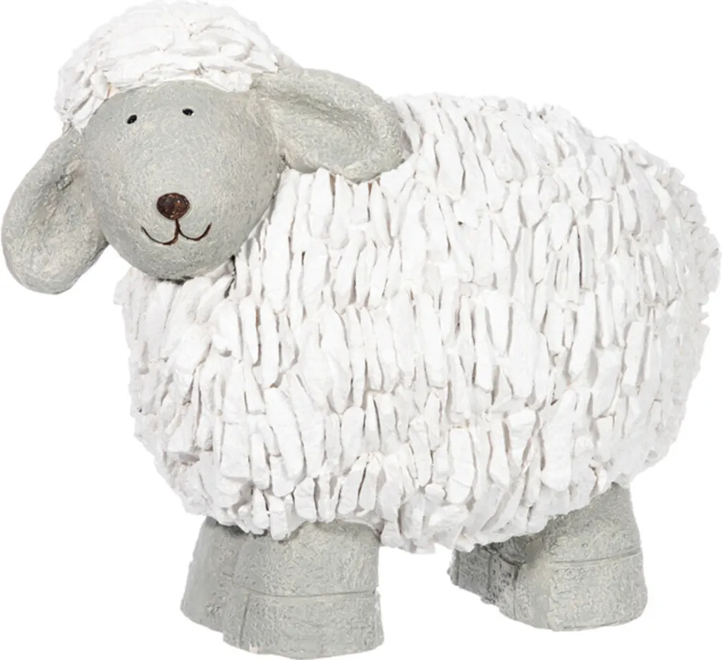 Mouton J-Line Décoratif Blanc Gris Petit pour Intérieur Cocooning