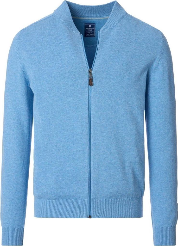 REDMOND Casual Herren Strickjacke College Zipper Comfort Hellblau 4XL