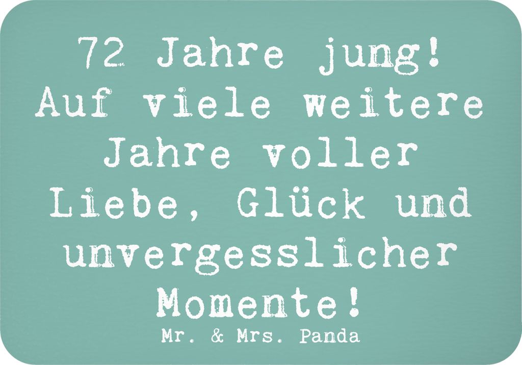 Mr. & Mrs. Panda magnet Spruch 72. Geburtstag Freude - Meeresbrise - Geschenk, Kühlschrankmagnet, handgefertigt, Jubilar, Notizhalter, besondere G...