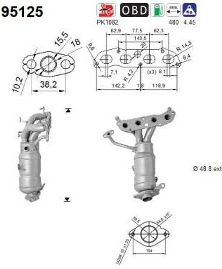 AS Katalysator Kat für TOYOTA Yaris Schrägheck (P9) Euro 5 95125