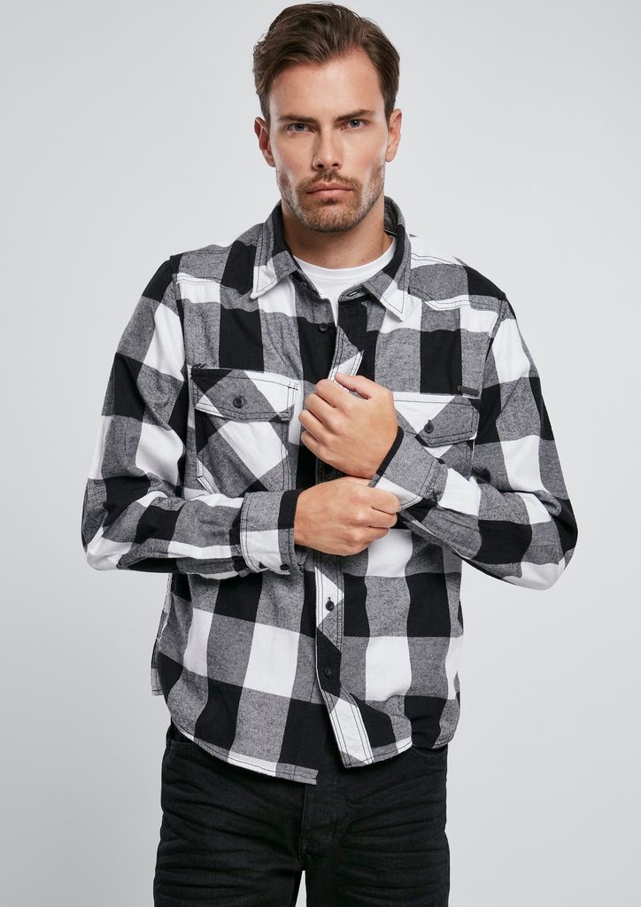 Brandit Karo Langarm-Shirt Größe 5XL Farbe Weiß/Schwarz