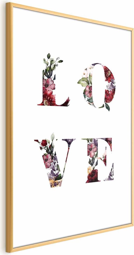 Posterpapier Poster - Love in Flowers 60x90 cm Text m-A-0909-ao-a